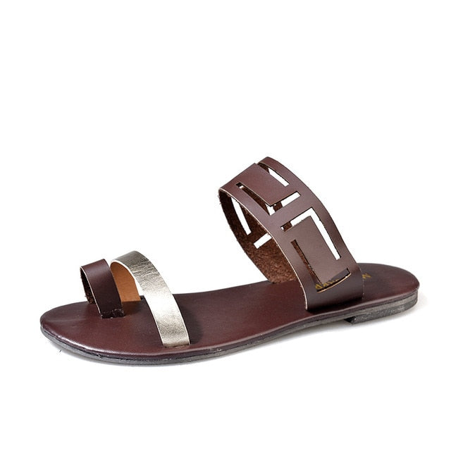 Variant image for Dam Sandaler Platta PU Läder med Bekväm Passform-3