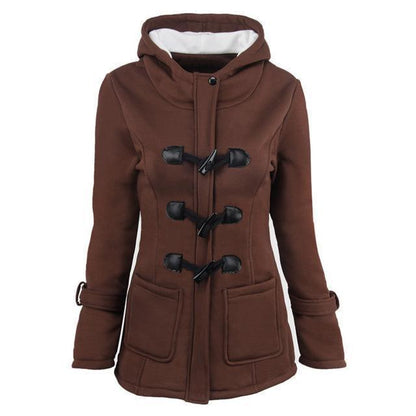 Dam Vinterjacka Modern Huva Varmt Foder-4