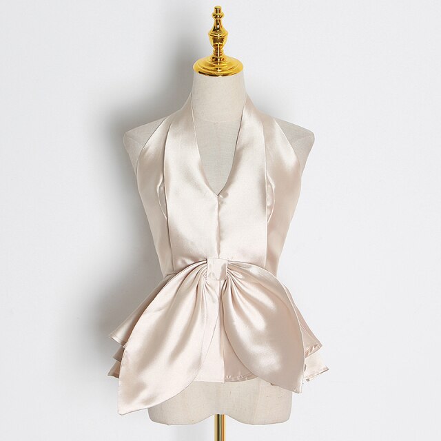 Variant image for Dam Blus Rygglös Chiffon med Glänsande Detaljer-7