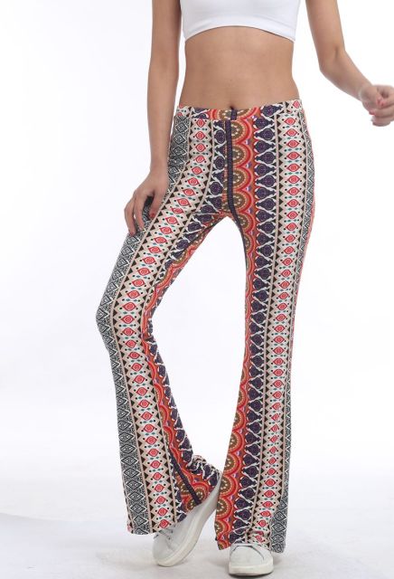 Variant image for Dam Flarebyxor Geometrisk Design Polyester-Spandex-10