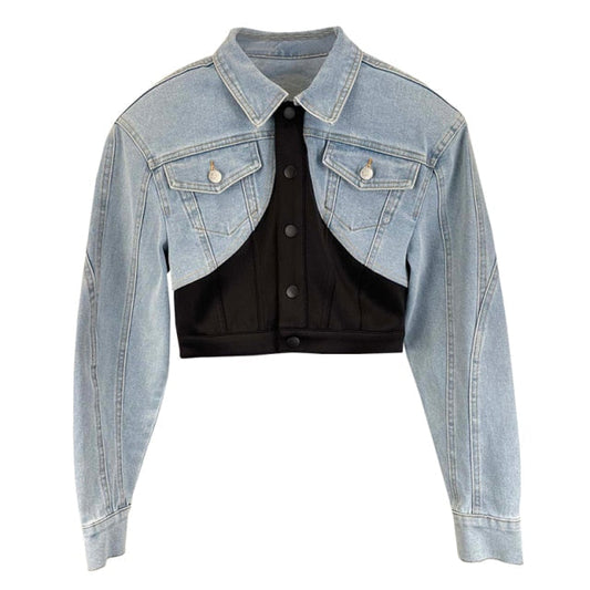 Smala Jeans för Damer med Klippta Dekorationer och PU-Läder – Hög Midja, Regelbunden Passform, Tvättad Denim 1