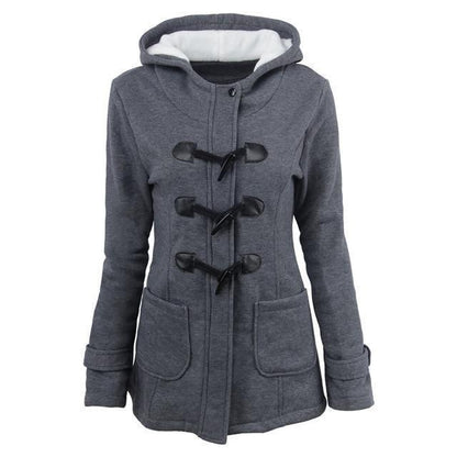 Dam Vinterjacka Modern Huva Varmt Foder-5