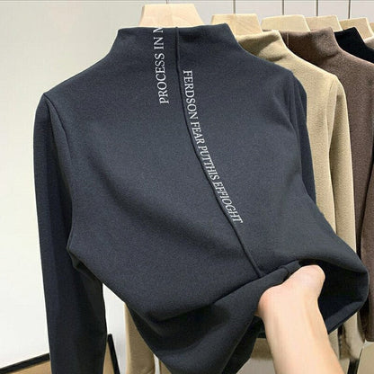 Herr Pullover Tröja Rollkrage Nylon med Bokstäver-4