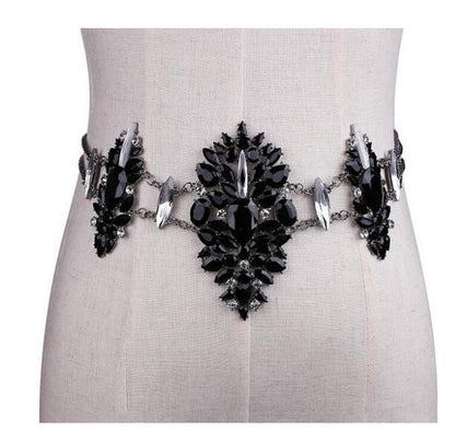Dam Bälte Metall med Strass Blommönster Justerbart 12,5 cm-1