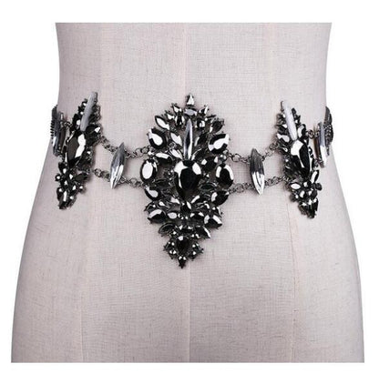 Variant image for Dam Bälte Metall med Strass Blommönster Justerbart 12,5 cm-2
