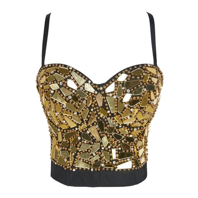 Dam Camisole Geometrisk Pärlskörd Spandex Polyester-1