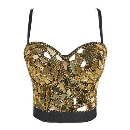 Dam Camisole Geometrisk Pärlskörd Spandex Polyester-1