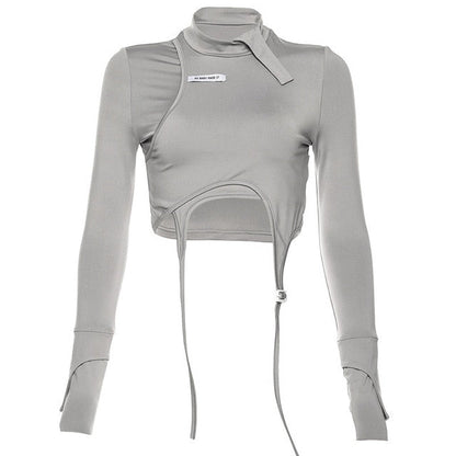 Dam Turtleneck T-shirt Långärmad Polyester Spandex-1
