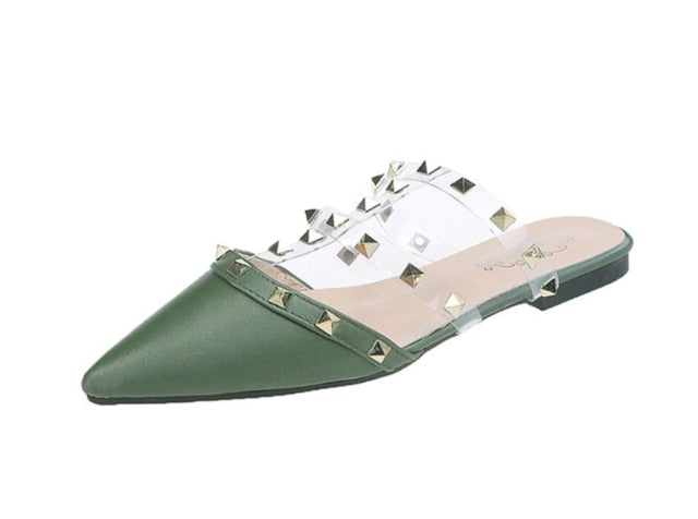 Variant image for Kvinnors Mulskor Rivet PU-Läder Flat Sula-2