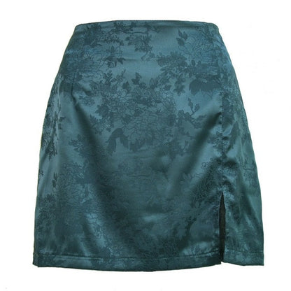 Dam Minikjol Blommönstrad A-linje Satin 9