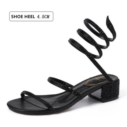 Dam Sandaler Platta med Ankelrem i Silke och Strass 8