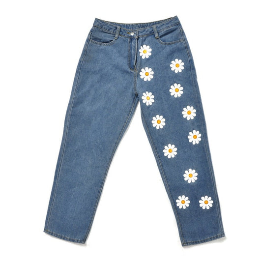 Dam Jeans Blommönster Jacquard Bomullspolyester-1