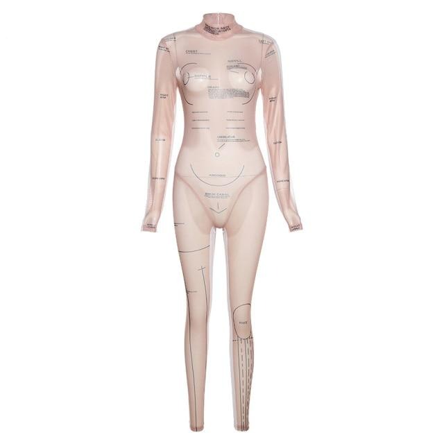 Dam Jumpsuit Transparent Geometrisk Polyester-1