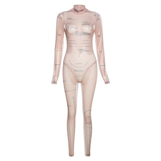 Dam Jumpsuit Transparent Geometrisk Polyester-1