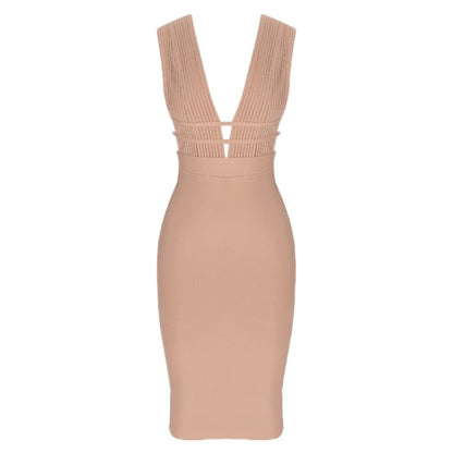 Variant image for Dam Midi Klänning V-ringad Smal Nylon med Utskärningar-16