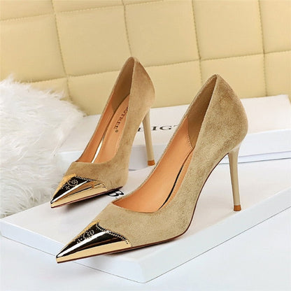 Variant image for Dam Stiletto Skor i Flock PU-Läder med Metalliska Detaljer-2