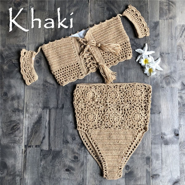 Variant image for Dam Bikini Hög Midja Blommönstrad Virkad 100% Bomull-4
