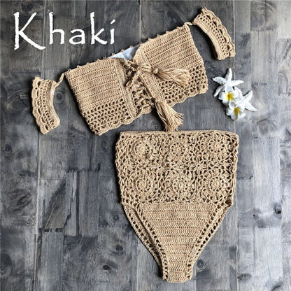 Variant image for Dam Bikini Hög Midja Blommönstrad Virkad 100% Bomull-4