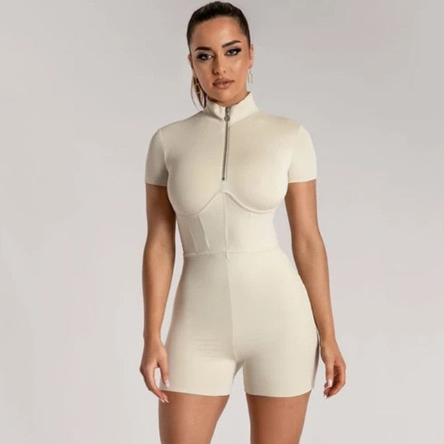 Dam Overall med Korta Ärmar i Polyester-Spandex-6