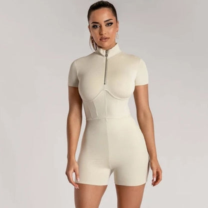 Dam Overall med Korta Ärmar i Polyester-Spandex-6