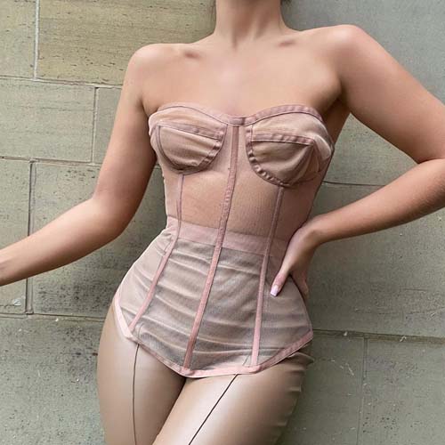 Variant image for Kvinnors Stropplös Topp Spetsdetaljer Polyester-2