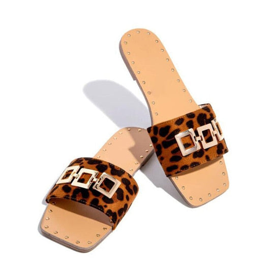 Dam Sandaler Slip-On PU Läder med Dekorativ Spänne-1
