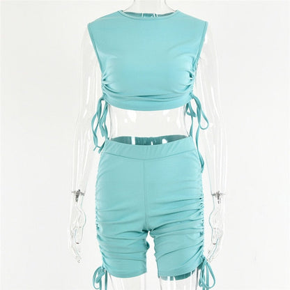 Variant image for Dam Korta Uppsättningar Crop Top Elastisk Midja Polyester Spandex-6