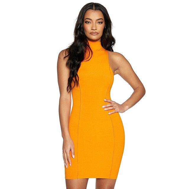 Variant image for Kvinnors Mini Klänning Ståkrage Polyester-Spandex-3