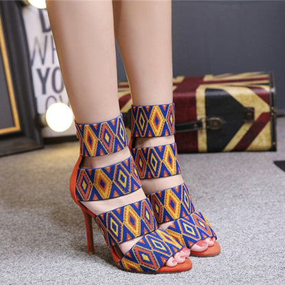 Variant image for Dam Sandaler Geometrisk Design PU med Hög Klack och Blixtlås-2