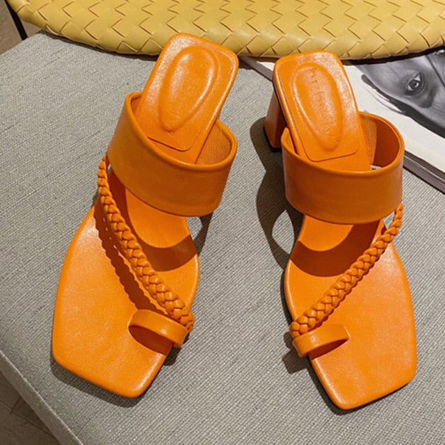 Variant image for Dam Sandaler Fyrkantig Tå Flätade Remmar PU Komfort Skor-1