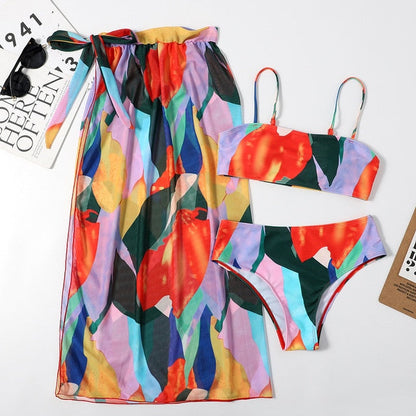 Variant image for Dam Bikini Set Transparent Sarong Polyester Spandex-21