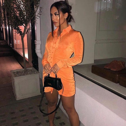 Variant image for Damklänning Mini Långärmad Syntetiska Fibrer med Fällbar Krage-1