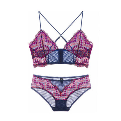 Variant image for Dam BH Set Blommönster Främre Stängning Bomull Nylon Spandex-3