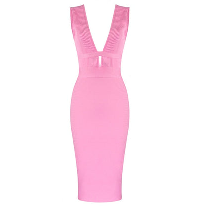 Variant image for Dam Midi Klänning V-ringad Smal Nylon med Utskärningar-1