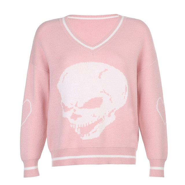 Variant image for Herr Tröja V-ringning Skull Motiv Akryl-8