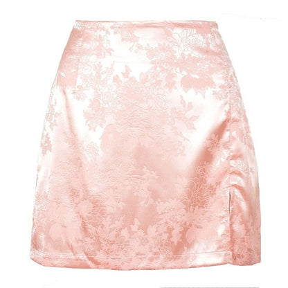 Dam Minikjol Blommönstrad A-linje Satin 10