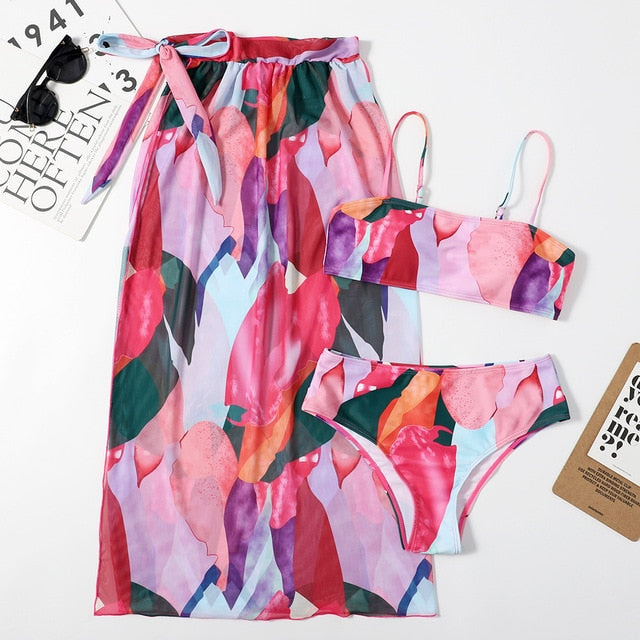 Variant image for Dam Bikini Set Transparent Sarong Polyester Spandex-37
