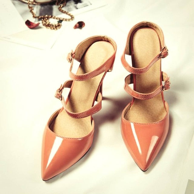 Variant image for Damer Mules Höga Klackar PU-Läder Öppen Tå-2