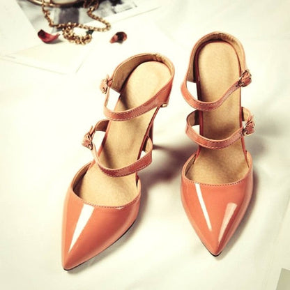 Variant image for Damer Mules Höga Klackar PU-Läder Öppen Tå-2