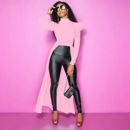 Variant image for Dam Blus Lång Pullover Ståkrage Polyester Spandex-6