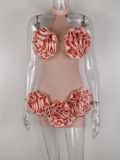 Variant image for Kvinnors Miniklänning Blommig Polyester Ärmlös Etuikjol-1