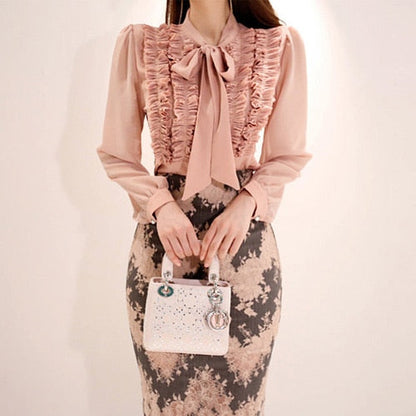 Variant image for Dam Rockuppsättning Draperad Acetat med Spetsig Kjol-1