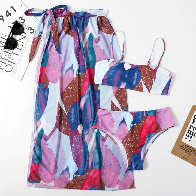 Variant image for Dam Bikini Set Transparent Sarong Polyester Spandex-29