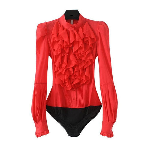 Dam Bodysuit Lång Ärme Ståkrage Polyester-1