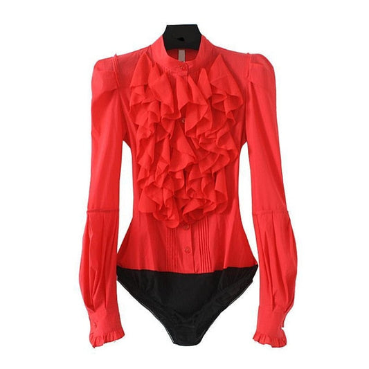 Dam Bodysuit Lång Ärme Ståkrage Polyester-1
