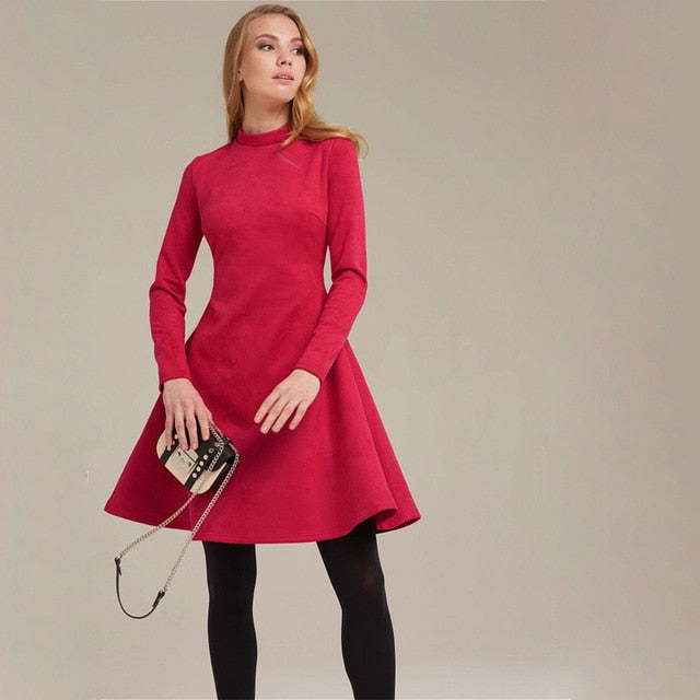 Fina Dam Klänningar A-linje Mini Klänning Långärmad Sammet 10