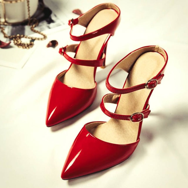 Variant image for Damer Mules Höga Klackar PU-Läder Öppen Tå-3