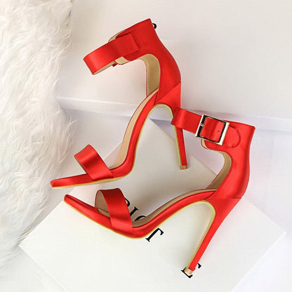 Variant image for Dam Sandaler Gladiator Stil Satin Hög Klack 11 cm-4
