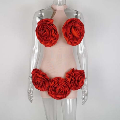 Variant image for Kvinnors Miniklänning Blommig Polyester Ärmlös Etuikjol-2