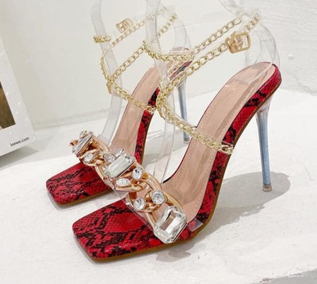 Dam Sandaler med Strass och Kedjestropp i Mikrofiber 10